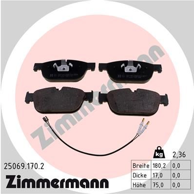 ZIMMERMANN Комплект тормозных колодок, дисковый тормоз 25069.170.2