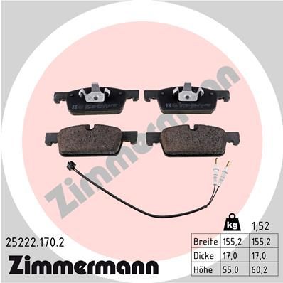 ZIMMERMANN stabdžių trinkelių rinkinys, diskinis stabdys 25222.170.2