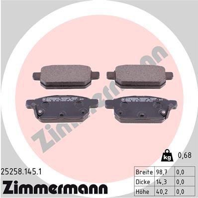 ZIMMERMANN Комплект тормозных колодок, дисковый тормоз 25258.145.1