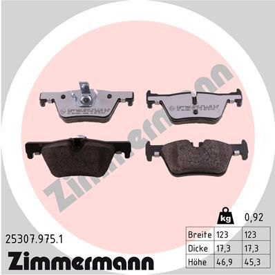 ZIMMERMANN Комплект тормозных колодок, дисковый тормоз 25307.975.1