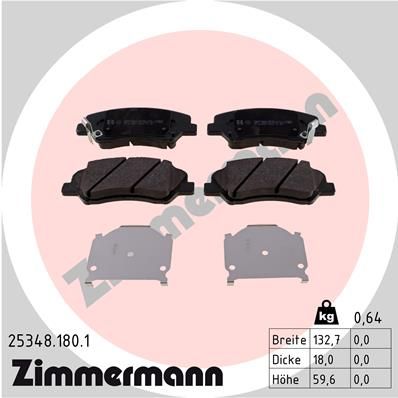 ZIMMERMANN Комплект тормозных колодок, дисковый тормоз 25348.180.1