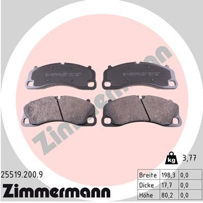 ZIMMERMANN stabdžių trinkelių rinkinys, diskinis stabdys 25519.200.9