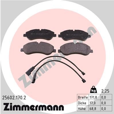 ZIMMERMANN Комплект тормозных колодок, дисковый тормоз 25602.170.2