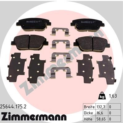 ZIMMERMANN Комплект тормозных колодок, дисковый тормоз 25644.175.2