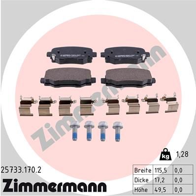 ZIMMERMANN Комплект тормозных колодок, дисковый тормоз 25733.170.2