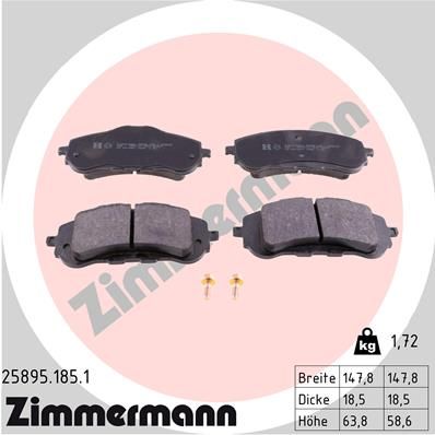 ZIMMERMANN Комплект тормозных колодок, дисковый тормоз 25895.185.1