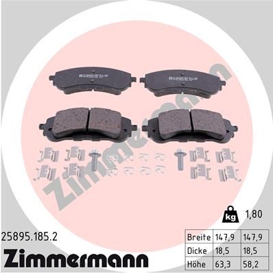 ZIMMERMANN Комплект тормозных колодок, дисковый тормоз 25895.185.2