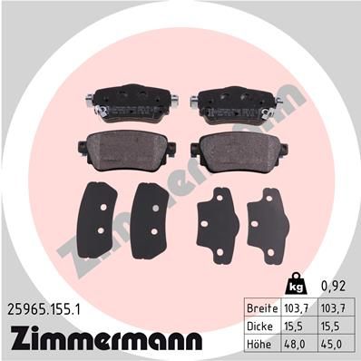 ZIMMERMANN Комплект тормозных колодок, дисковый тормоз 25965.155.1