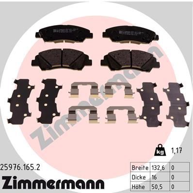 ZIMMERMANN Комплект тормозных колодок, дисковый тормоз 25976.165.2