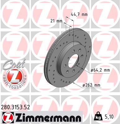 ZIMMERMANN stabdžių diskas 280.3153.52