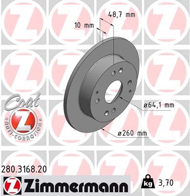 ZIMMERMANN stabdžių diskas 280.3168.20