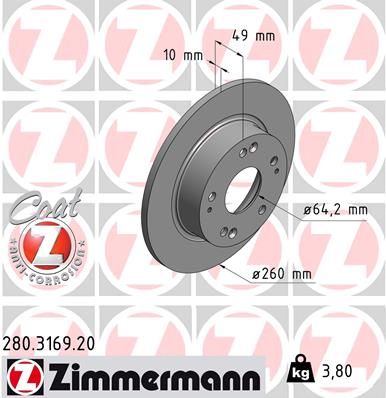 ZIMMERMANN Тормозной диск 280.3169.20