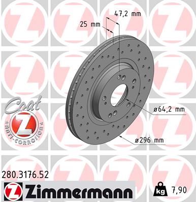 ZIMMERMANN stabdžių diskas 280.3176.52