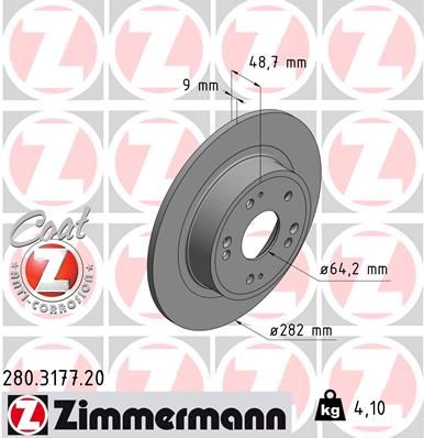 ZIMMERMANN stabdžių diskas 280.3177.20