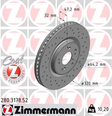 ZIMMERMANN stabdžių diskas 280.3178.52