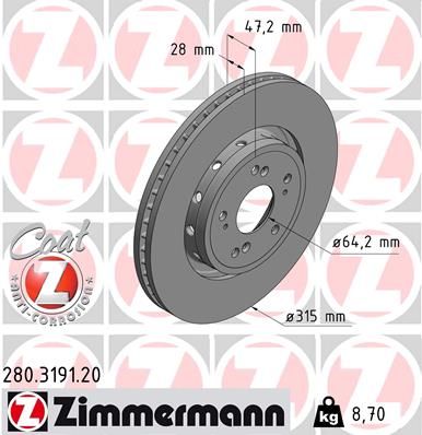 ZIMMERMANN Тормозной диск 280.3191.20