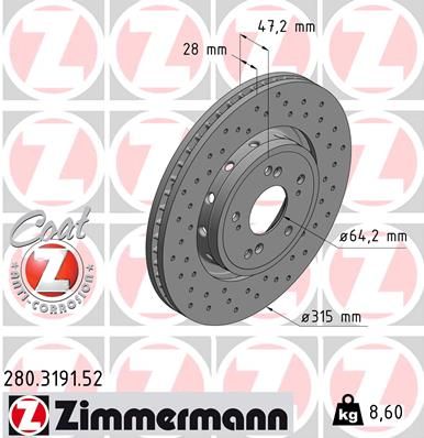 ZIMMERMANN Тормозной диск 280.3191.52