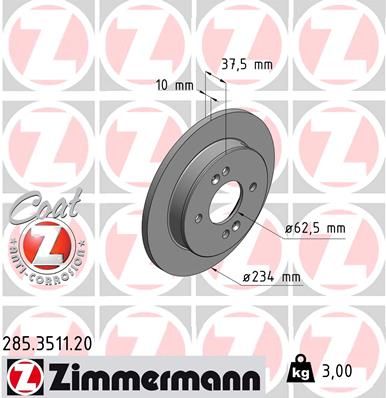 ZIMMERMANN stabdžių diskas 285.3511.20