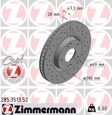 ZIMMERMANN stabdžių diskas 285.3513.52