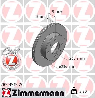 ZIMMERMANN stabdžių diskas 285.3515.20