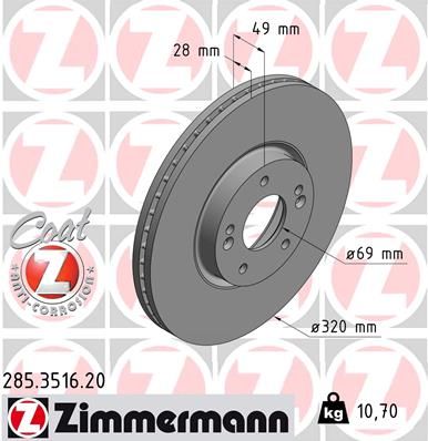 ZIMMERMANN Тормозной диск 285.3516.20