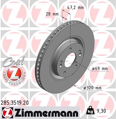 ZIMMERMANN stabdžių diskas 285.3519.20