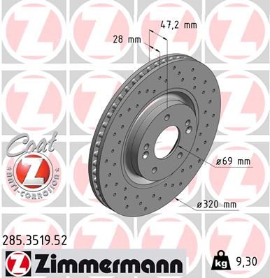 ZIMMERMANN Тормозной диск 285.3519.52