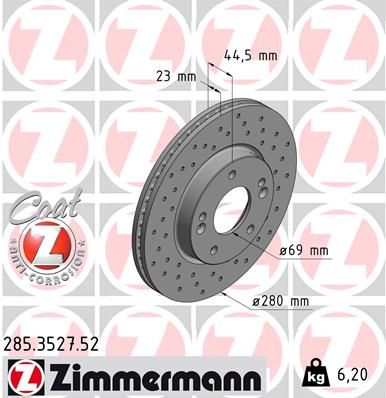 ZIMMERMANN stabdžių diskas 285.3527.52