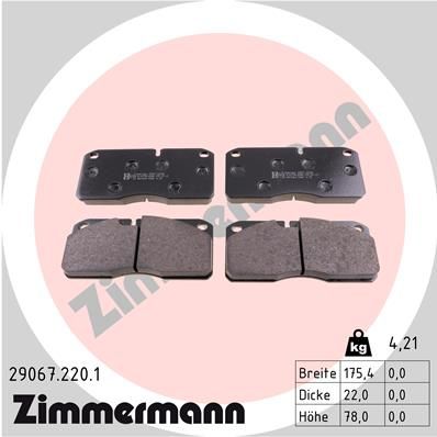 ZIMMERMANN Комплект тормозных колодок, дисковый тормоз 29067.220.1