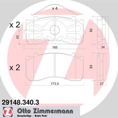 ZIMMERMANN Комплект тормозных колодок, дисковый тормоз 29148.340.3