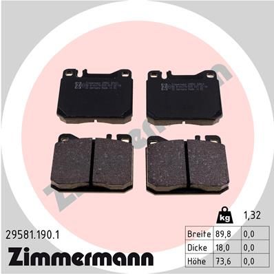 ZIMMERMANN Комплект тормозных колодок, дисковый тормоз 29581.190.1