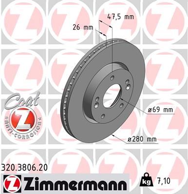 ZIMMERMANN Тормозной диск 320.3806.20