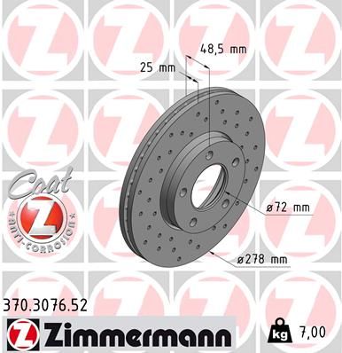 ZIMMERMANN Тормозной диск 370.3076.52