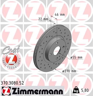 ZIMMERMANN stabdžių diskas 370.3080.52