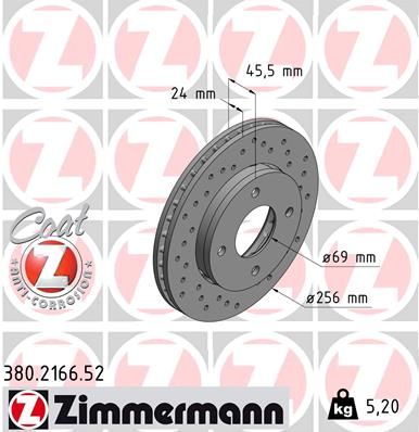 ZIMMERMANN Тормозной диск 380.2166.52