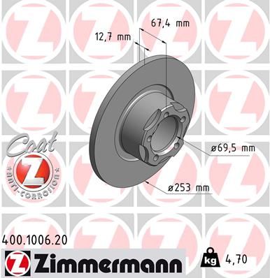 ZIMMERMANN Тормозной диск 400.1006.20