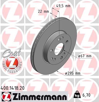 ZIMMERMANN Тормозной диск 400.1418.20