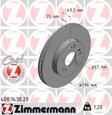 ZIMMERMANN Тормозной диск 400.1430.20