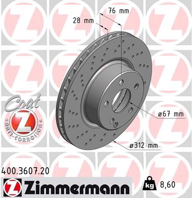 ZIMMERMANN Тормозной диск 400.3607.20