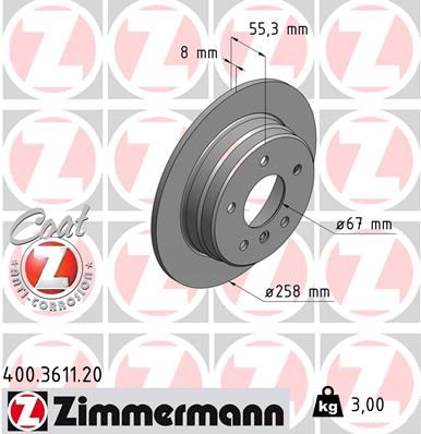 ZIMMERMANN stabdžių diskas 400.3611.20