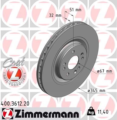 ZIMMERMANN Тормозной диск 400.3612.20