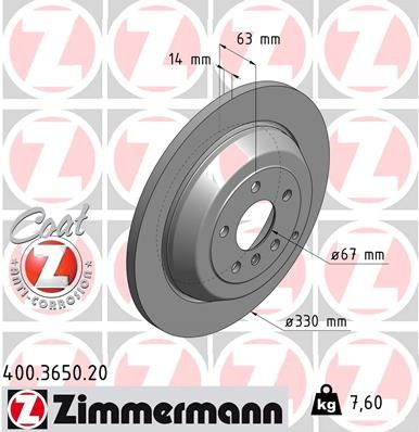 ZIMMERMANN Тормозной диск 400.3650.20
