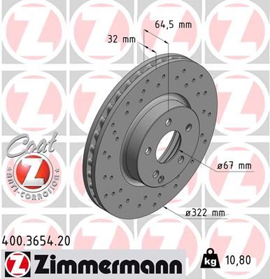 ZIMMERMANN Тормозной диск 400.3654.20