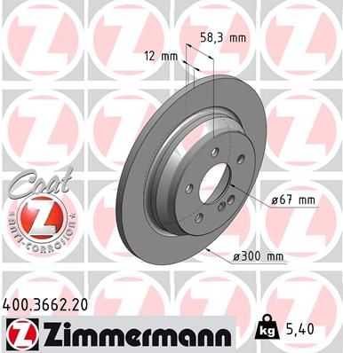 ZIMMERMANN Тормозной диск 400.3662.20