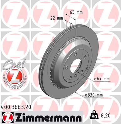 ZIMMERMANN stabdžių diskas 400.3663.20