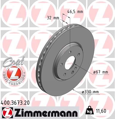 ZIMMERMANN Тормозной диск 400.3673.20