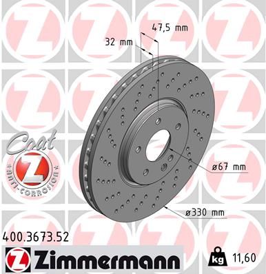 ZIMMERMANN Тормозной диск 400.3673.52