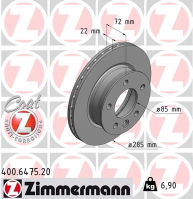 ZIMMERMANN Тормозной диск 400.6475.20