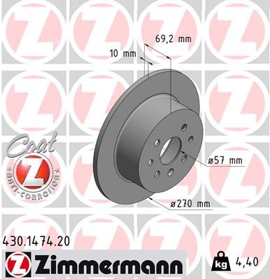 ZIMMERMANN stabdžių diskas 430.1474.20