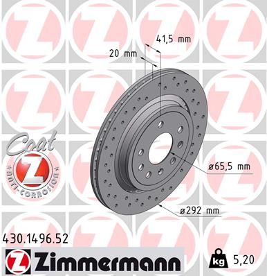 ZIMMERMANN Тормозной диск 430.1496.52